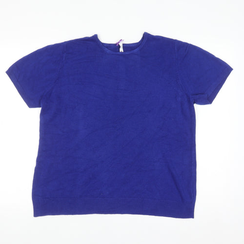 BHS Women’s Electric Blue Short Sleeve Acrylic Pullover Jumper Size 20
