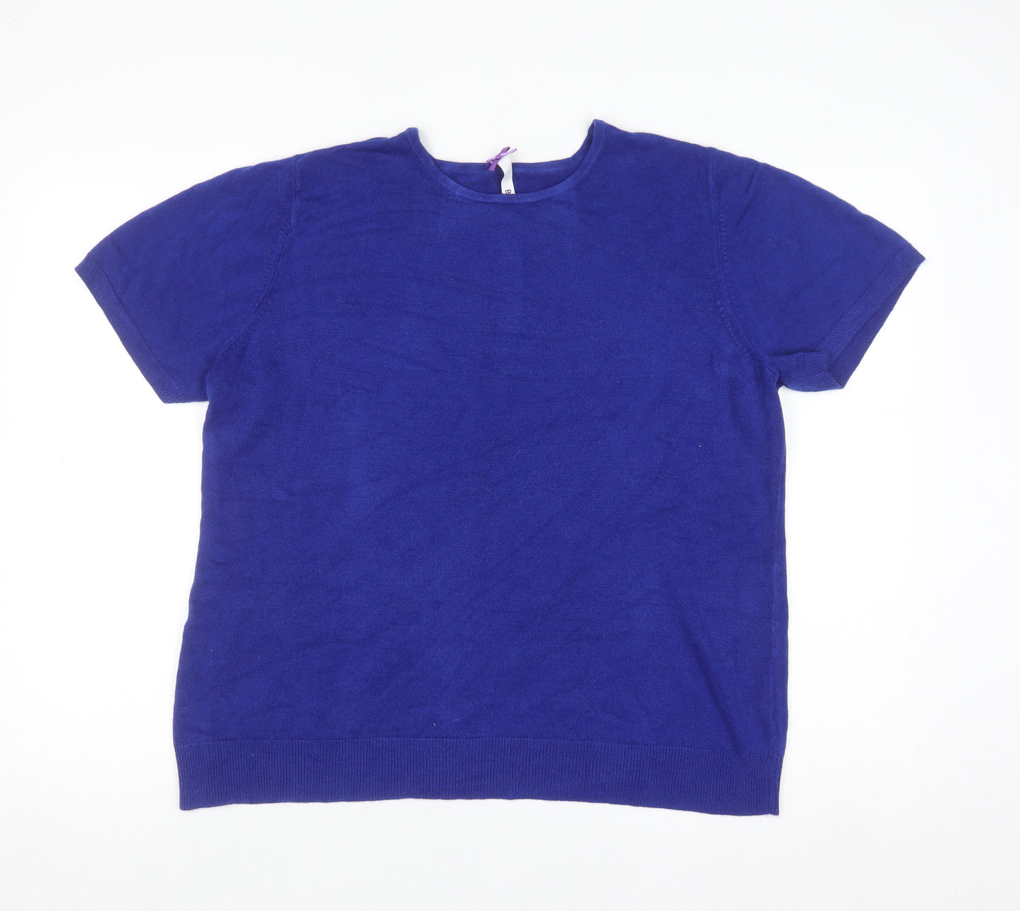BHS Women’s Electric Blue Short Sleeve Acrylic Pullover Jumper Size 20