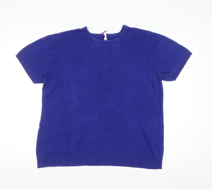 BHS Women’s Electric Blue Short Sleeve Acrylic Pullover Jumper Size 20