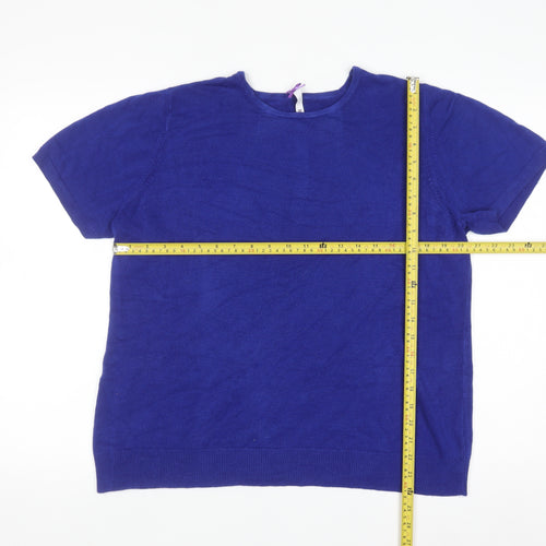 BHS Women’s Electric Blue Short Sleeve Acrylic Pullover Jumper Size 20