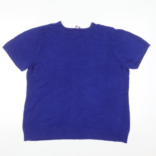 BHS Women’s Electric Blue Short Sleeve Acrylic Pullover Jumper Size 20