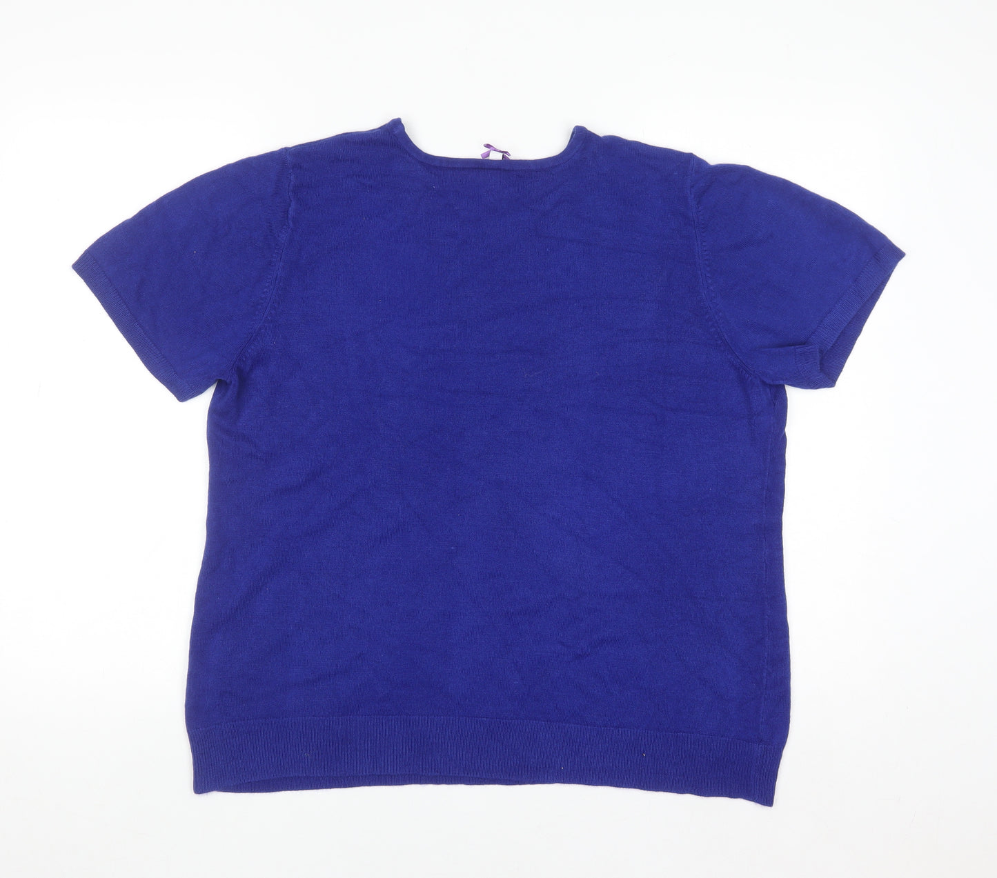 BHS Women’s Electric Blue Short Sleeve Acrylic Pullover Jumper Size 20