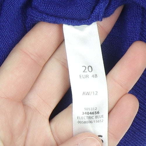 BHS Women’s Electric Blue Short Sleeve Acrylic Pullover Jumper Size 20