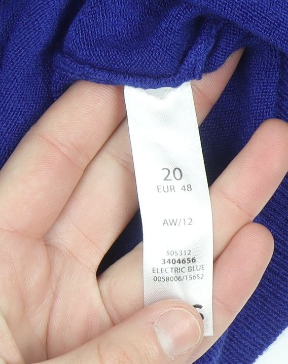 BHS Women’s Electric Blue Short Sleeve Acrylic Pullover Jumper Size 20