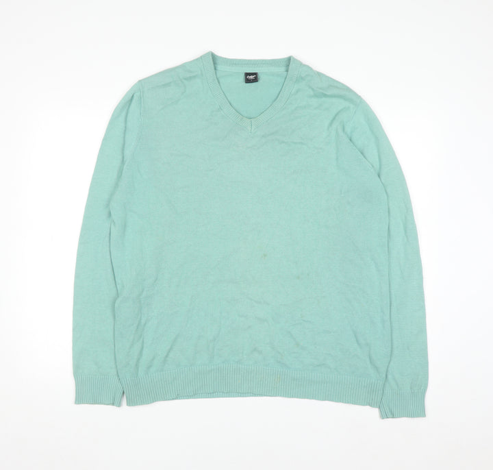 Cotton Traders Men’s Green V-Neck Cotton Jumper Size L