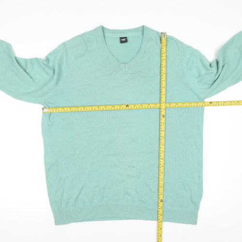 Cotton Traders Men’s Green V-Neck Cotton Jumper Size L