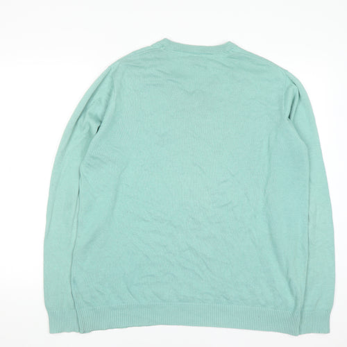 Cotton Traders Men’s Green V-Neck Cotton Jumper Size L