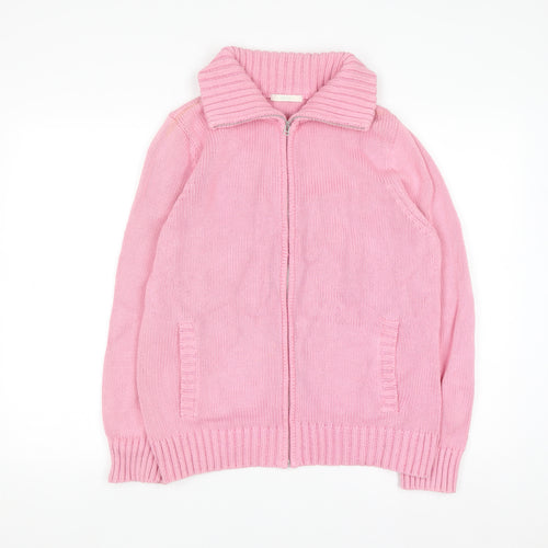 Marks and Spencer Women’s Pink Full Zip Cotton Blend Cardigan UK 18