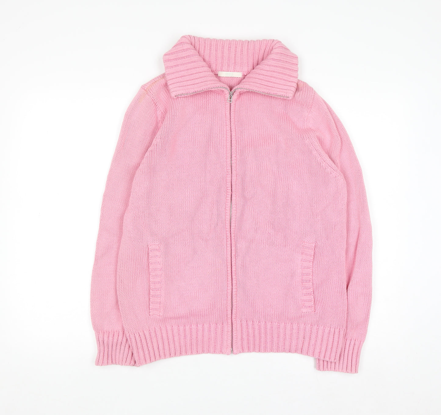 Marks and Spencer Women’s Pink Full Zip Cotton Blend Cardigan UK 18