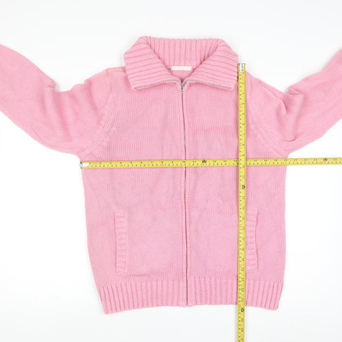 Marks and Spencer Women’s Pink Full Zip Cotton Blend Cardigan UK 18