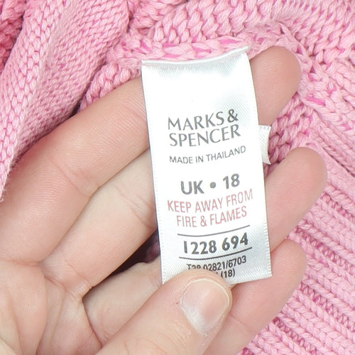 Marks and Spencer Women’s Pink Full Zip Cotton Blend Cardigan UK 18
