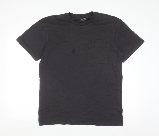 Lee Men's Black Cotton Relaxed Fit Crew Neck T-Shirt Size M