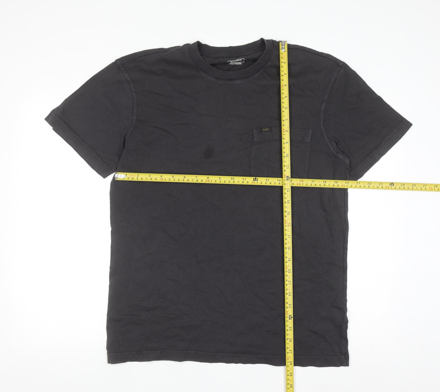 Lee Men's Black Cotton Relaxed Fit Crew Neck T-Shirt Size M