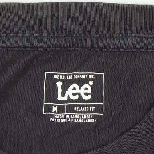 Lee Men's Black Cotton Relaxed Fit Crew Neck T-Shirt Size M