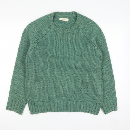 TWOTHIRDS Men’s Green Wool Crew Neck Chunky Knit Jumper Size S