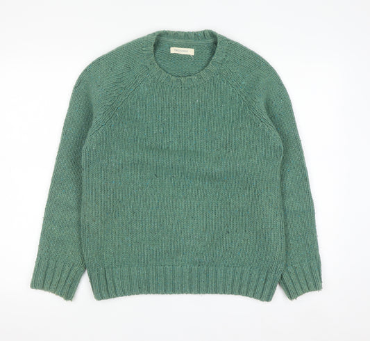 TWOTHIRDS Men’s Green Wool Crew Neck Chunky Knit Jumper Size S