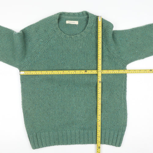 TWOTHIRDS Men’s Green Wool Crew Neck Chunky Knit Jumper Size S