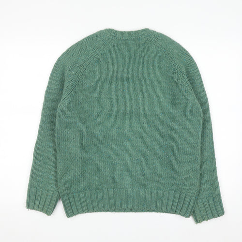 TWOTHIRDS Men’s Green Wool Crew Neck Chunky Knit Jumper Size S