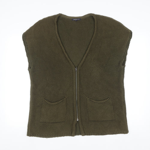 Marks and Spencer Women Green Knit Zip Vest Size 14
