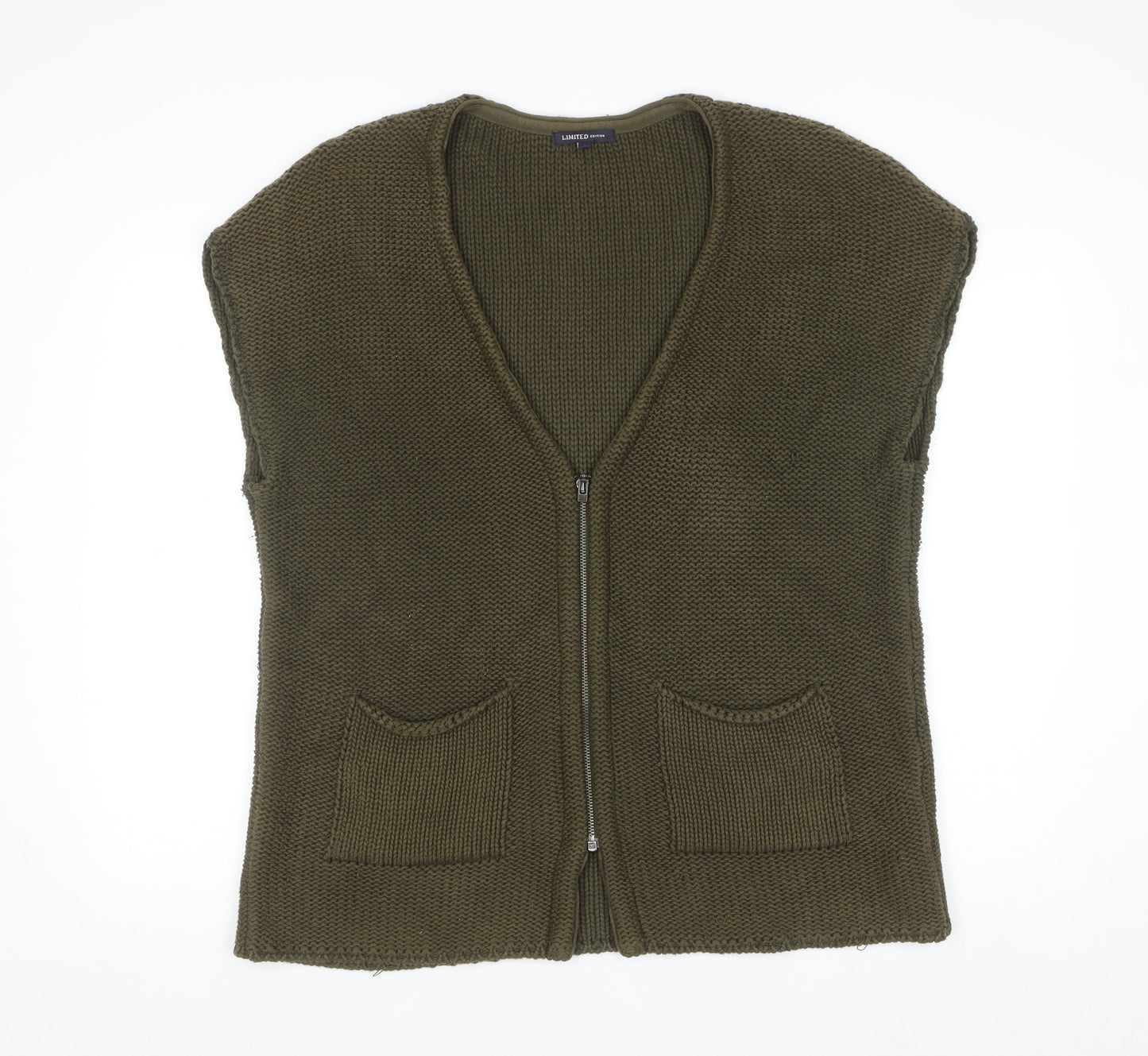 Marks and Spencer Women Green Knit Zip Vest Size 14