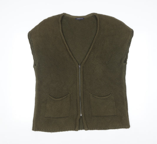 Marks and Spencer Women Green Knit Zip Vest Size 14