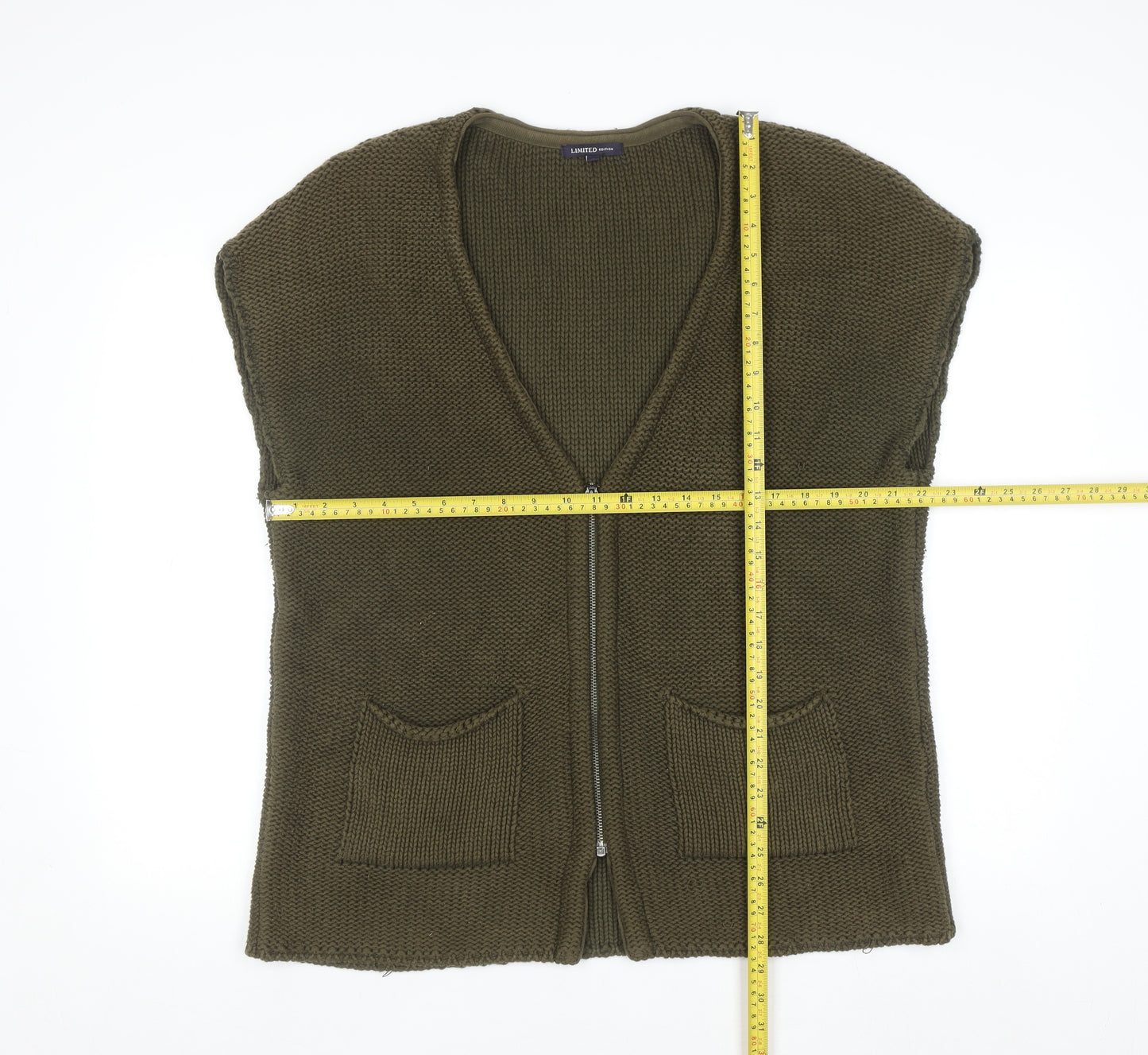 Marks and Spencer Women Green Knit Zip Vest Size 14