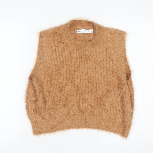 Warehouse Women Beige Sleeveless Knit Vest Jumper M