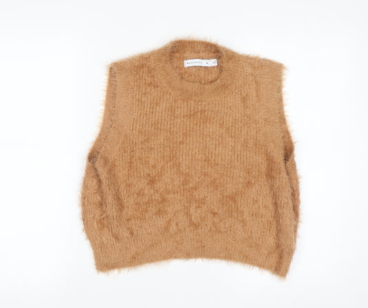 Warehouse Women Beige Sleeveless Knit Vest Jumper M