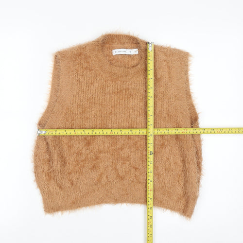 Warehouse Women Beige Sleeveless Knit Vest Jumper M