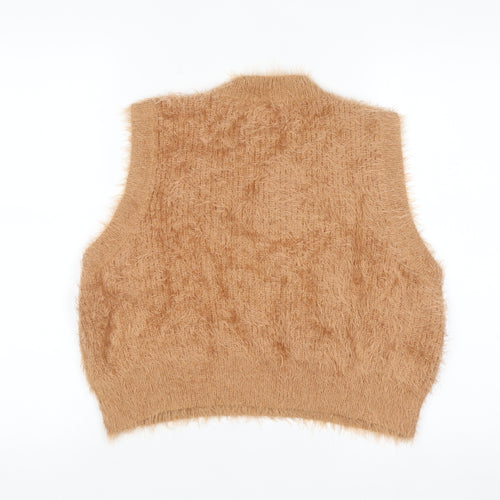 Warehouse Women Beige Sleeveless Knit Vest Jumper M