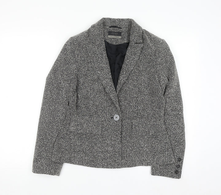 Principles Petite Grey Woven Single-Breasted Blazer Women’s Size 10