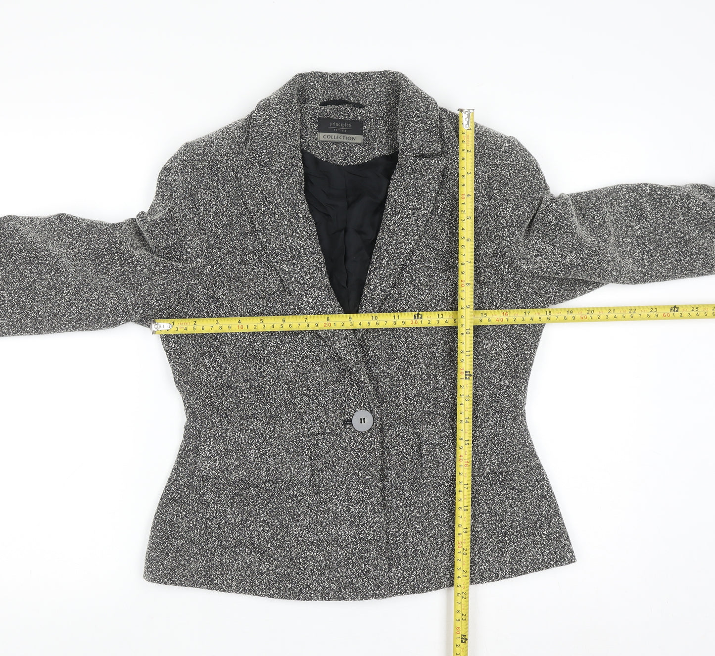 Principles Petite Grey Woven Single-Breasted Blazer Women’s Size 10