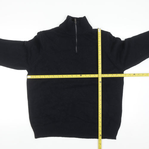 Marks and Spencer Men's Black XL Lambswool 1/2 Zip Jumper