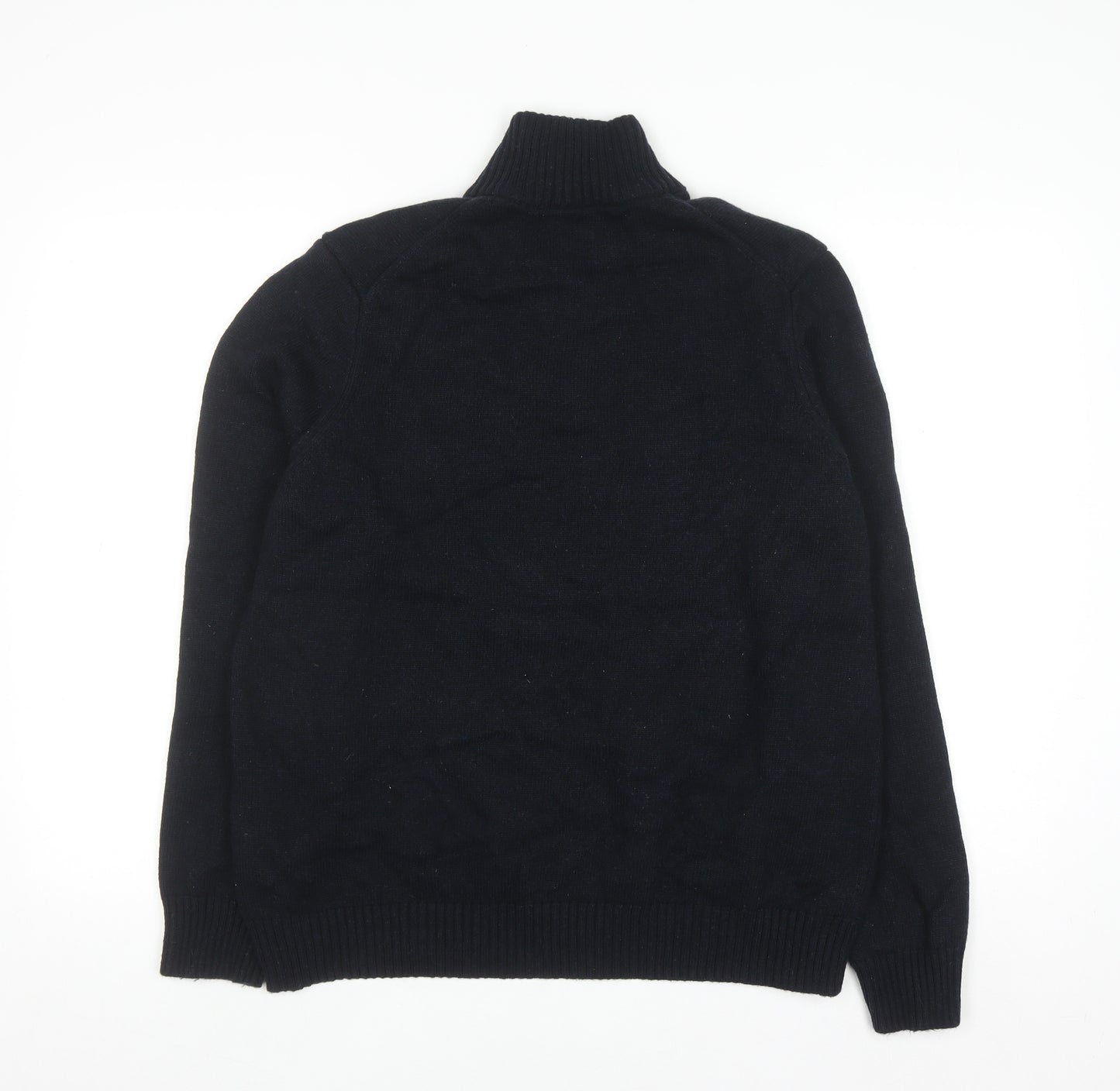Marks and Spencer Men's Black XL Lambswool 1/2 Zip Jumper
