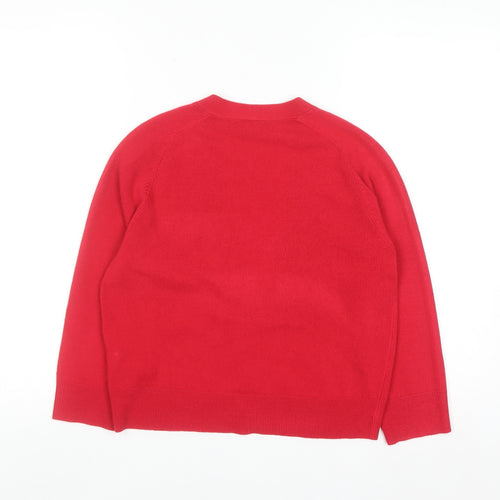 Marks and Spencer Women Red Size 12 Acrylic V-Neck Cardigan
