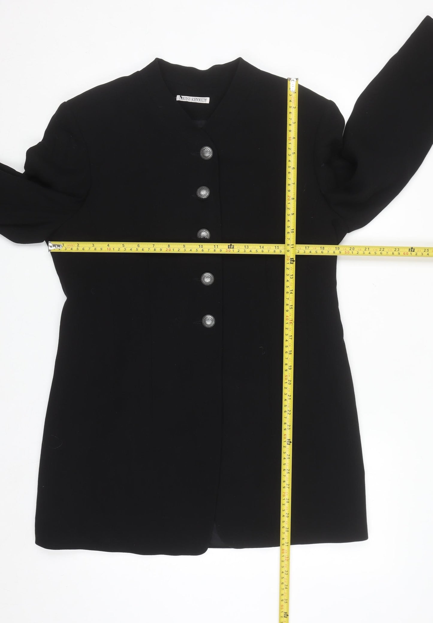 Louise Kennedy Women's Black Wool Blend Long Blazer UK 14