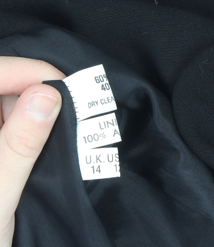Louise Kennedy Women's Black Wool Blend Long Blazer UK 14