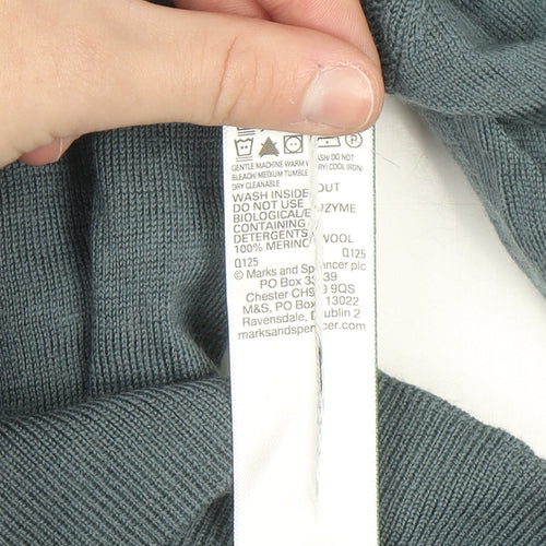 Marks and Spencer Autograph Men's Blue Merino Wool Crew Neck Jumper L