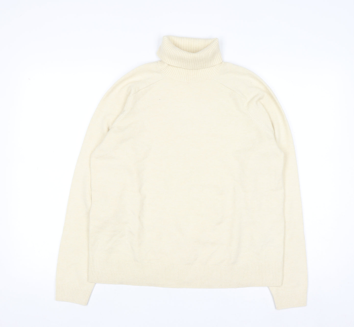 Marks and Spencer Women Ivory Roll Neck Wool Blend Jumper M