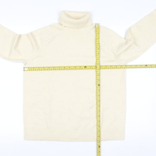 Marks and Spencer Women Ivory Roll Neck Wool Blend Jumper M