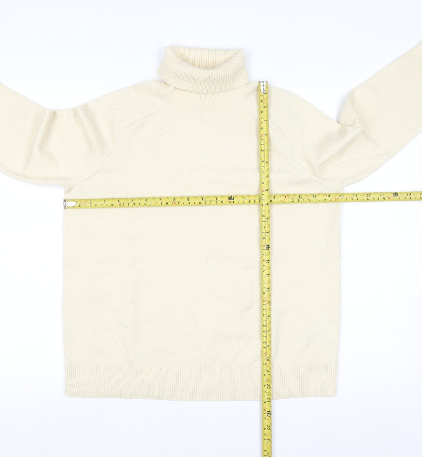 Marks and Spencer Women Ivory Roll Neck Wool Blend Jumper M