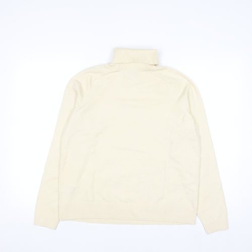 Marks and Spencer Women Ivory Roll Neck Wool Blend Jumper M