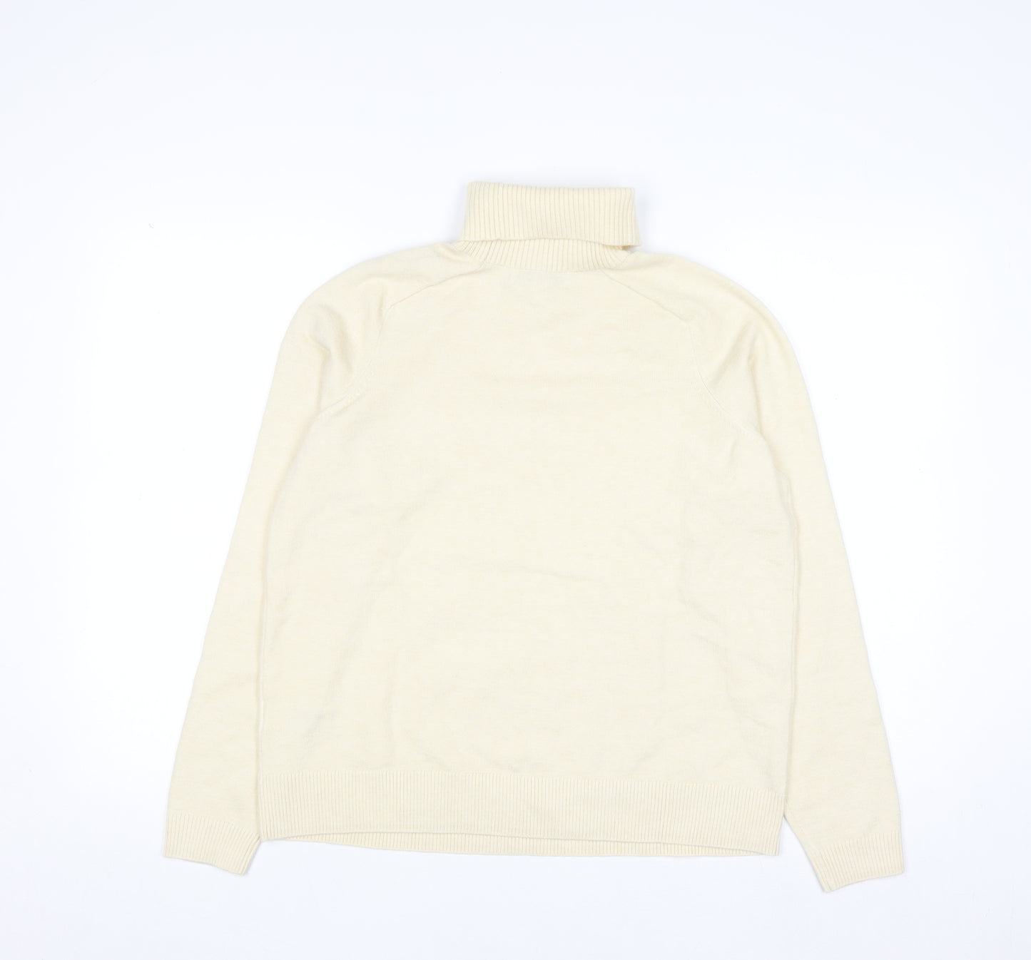 Marks and Spencer Women Ivory Roll Neck Wool Blend Jumper M