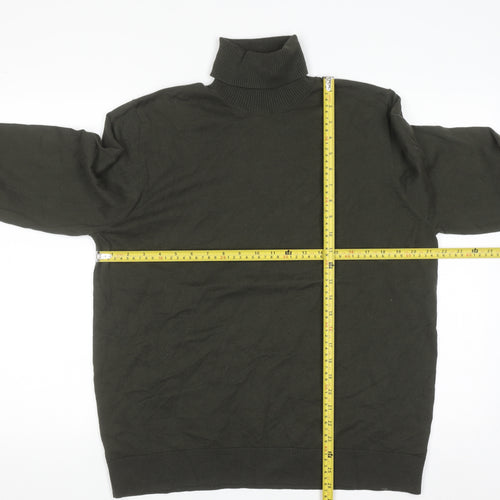 Marks and Spencer Men’s Green Roll Neck Cotton Jumper Size L Regular