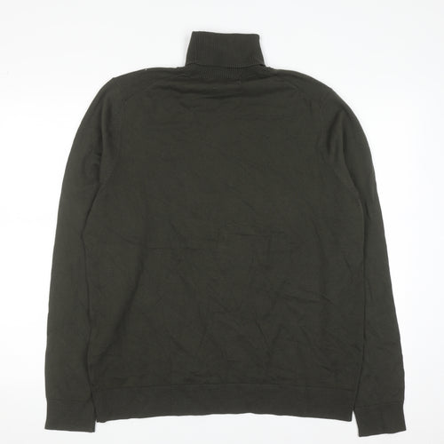 Marks and Spencer Men’s Green Roll Neck Cotton Jumper Size L Regular