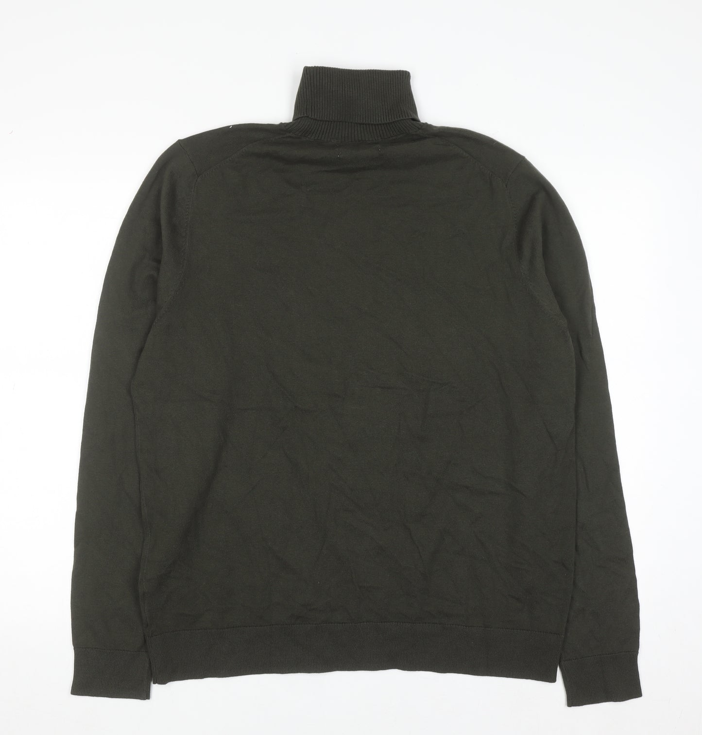 Marks and Spencer Men’s Green Roll Neck Cotton Jumper Size L Regular