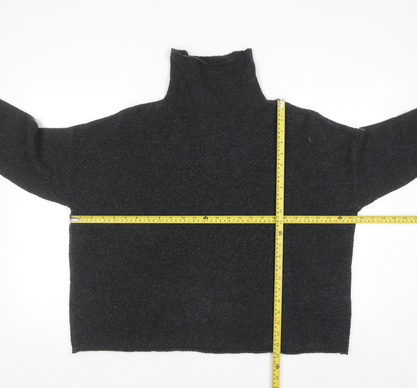 French Connection Men's Black Wool Blend Roll Neck Jumper Size M