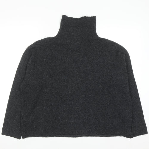 French Connection Men's Black Wool Blend Roll Neck Jumper Size M