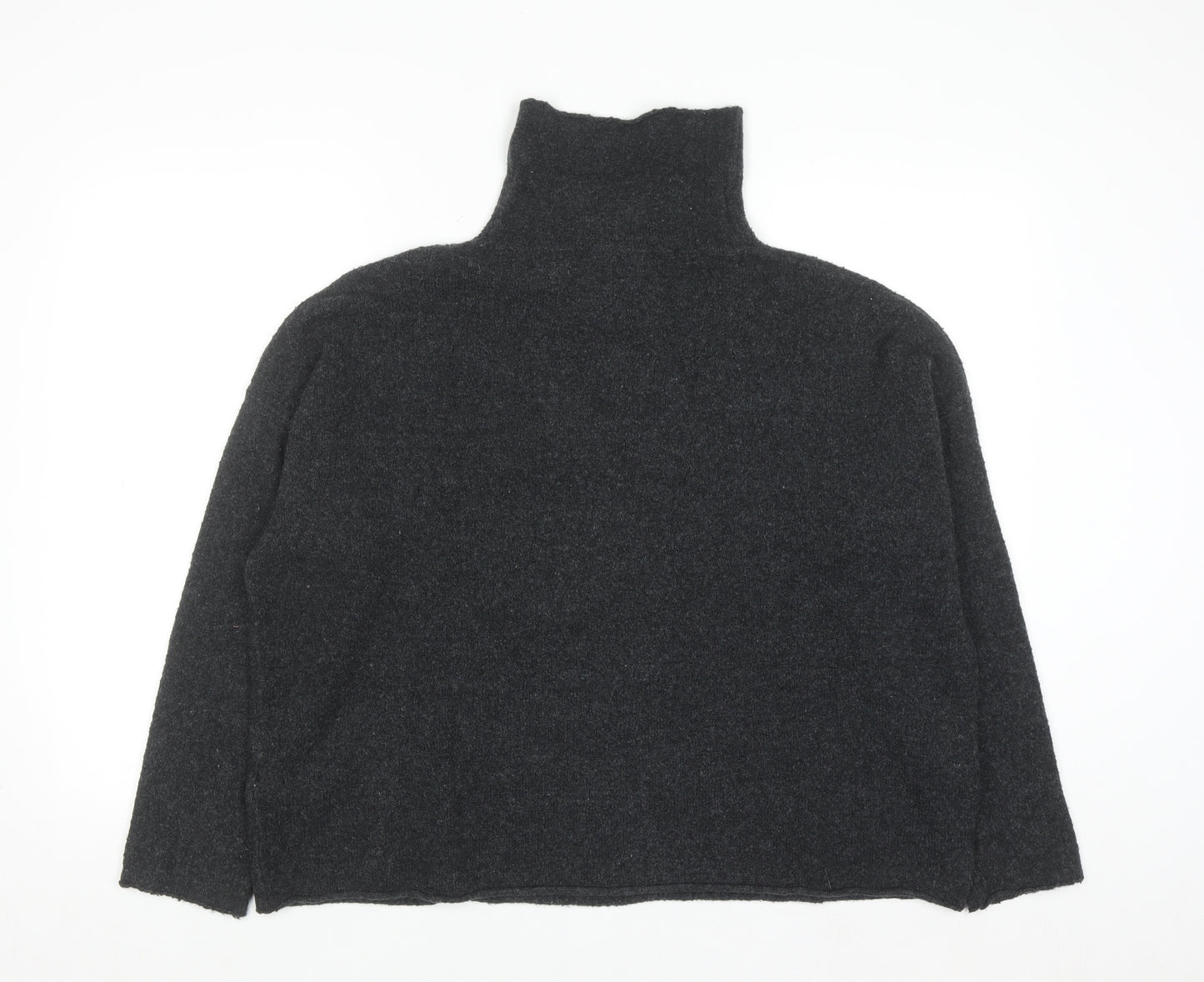 French Connection Men's Black Wool Blend Roll Neck Jumper Size M