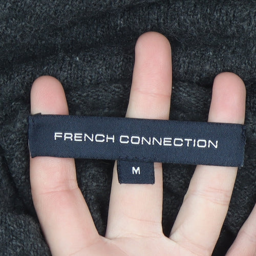 French Connection Men's Black Wool Blend Roll Neck Jumper Size M